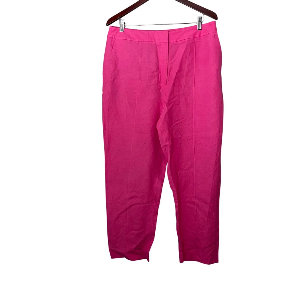 Calvin Klein Women’s Linen Blend Trouser Bright Pink Size 14 Plus Ankle